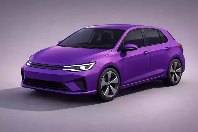Low Poly Generic Hatchback Car Vehicle Model PBR Texture