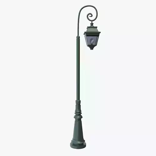 Green Classic Street Lamp PBR Low Poly All Quads