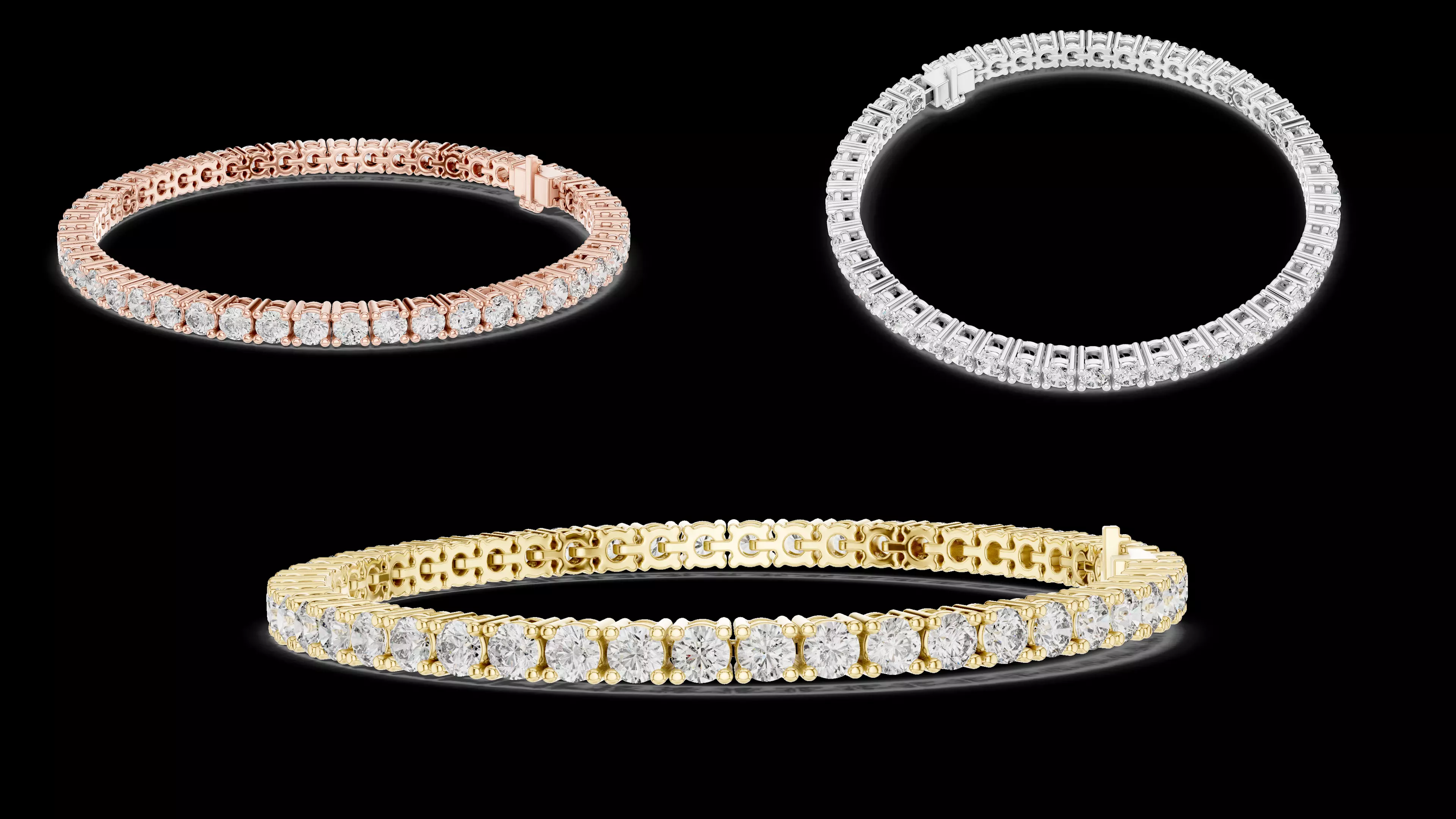 Round Diamond Slim Tennis Bracelet 3DM STL 3D print model