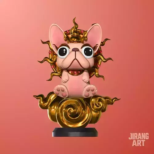 Sunshine Frenchie STL 3D Printable Character with Base