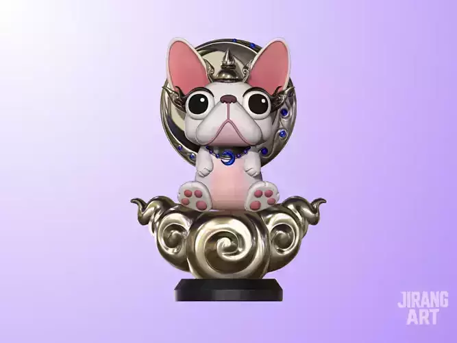 Moonlight Frenchie STL 3D Printable Character with Base
