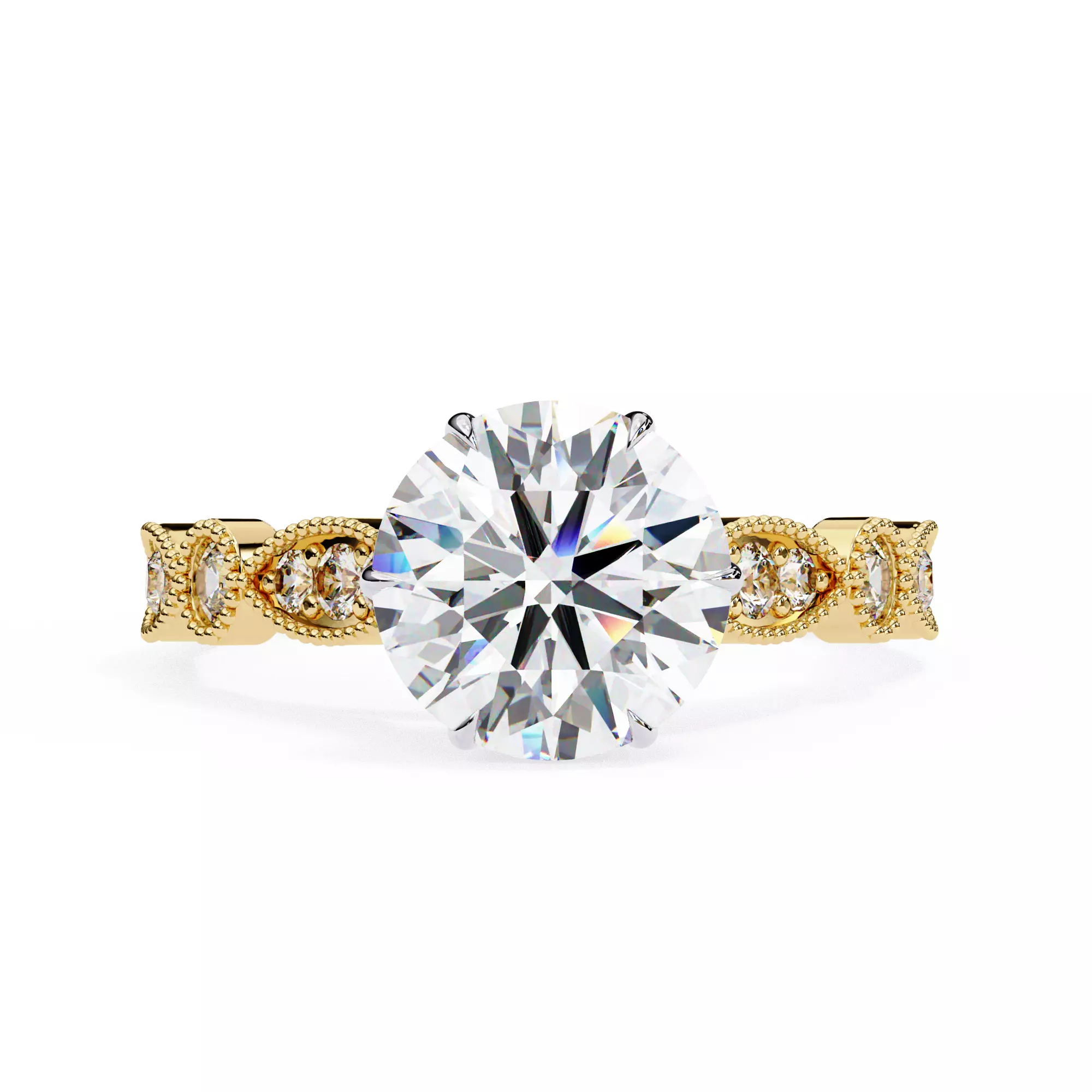Round Cut Diamond Ring With STL And 3dm File 3D print model