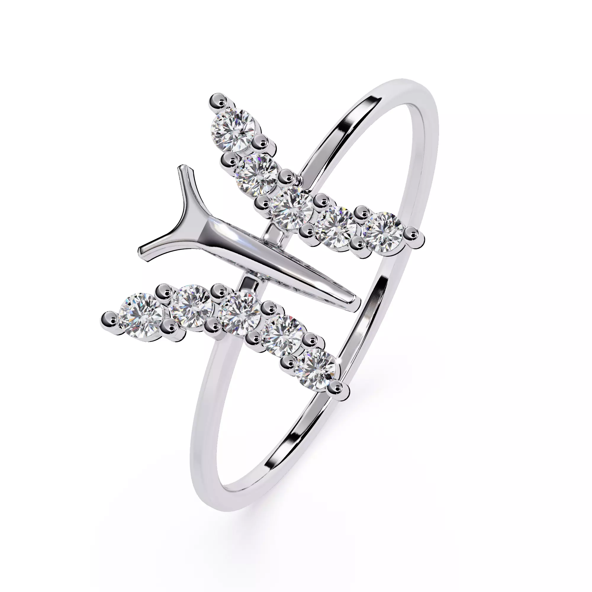 Split Shank Diamond Engagement Ring 3D Model 3D print model