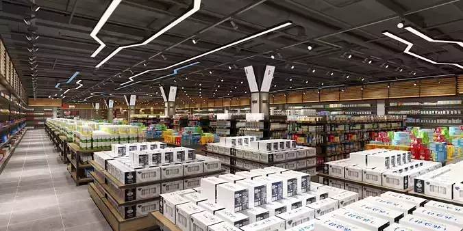 Supermarket interior scene
