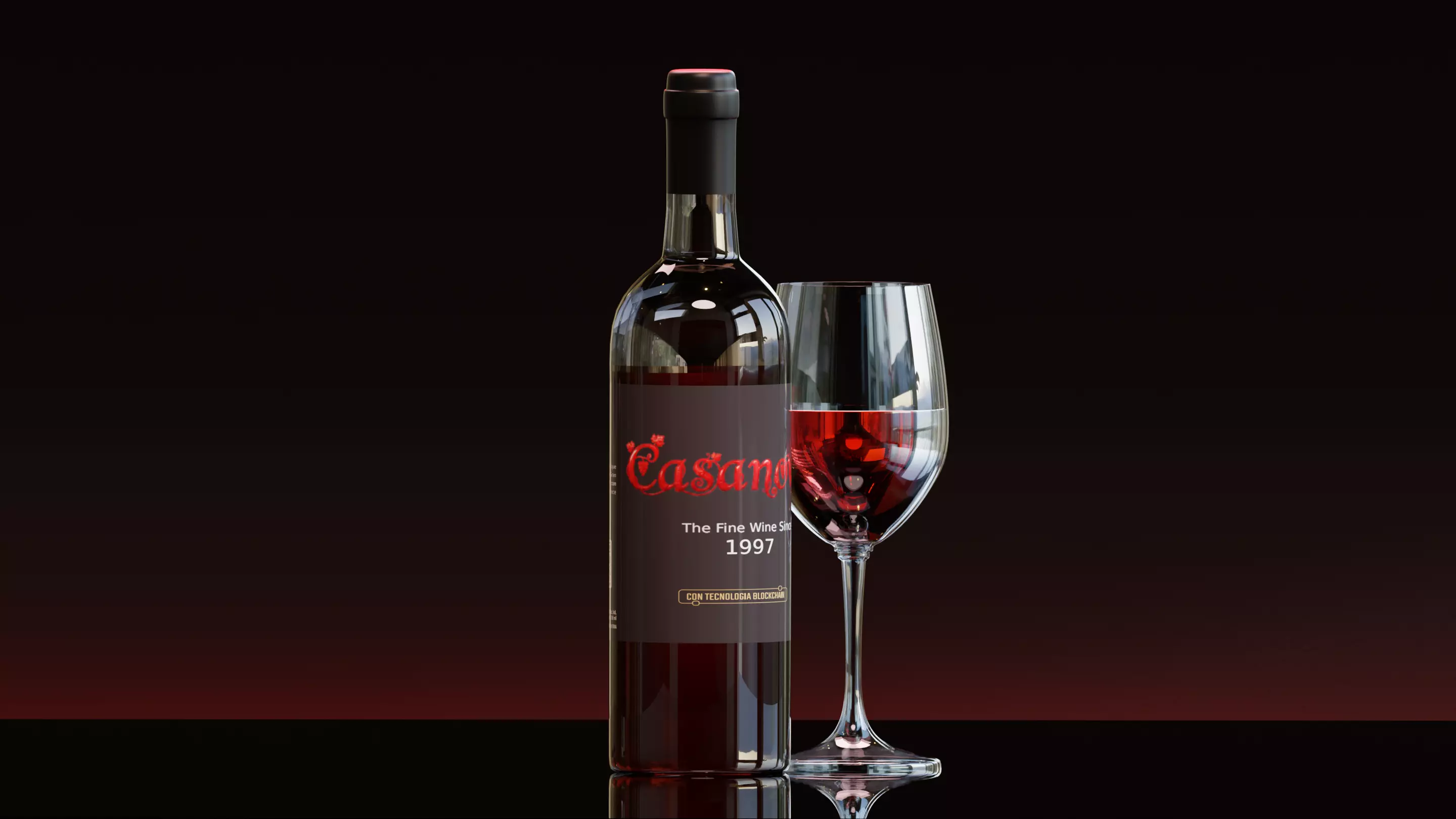 Classic Wine Bottle Casanova Low-poly 3D model