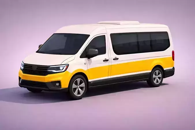 Low Poly Generic Minibus Vehicle Model PBR Texture
