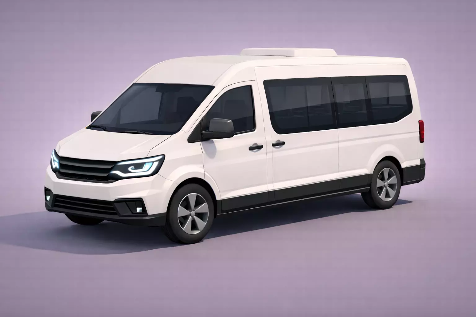 Low Poly Minibus Modern Vehicle Model PBR Texture Low-poly 3D model