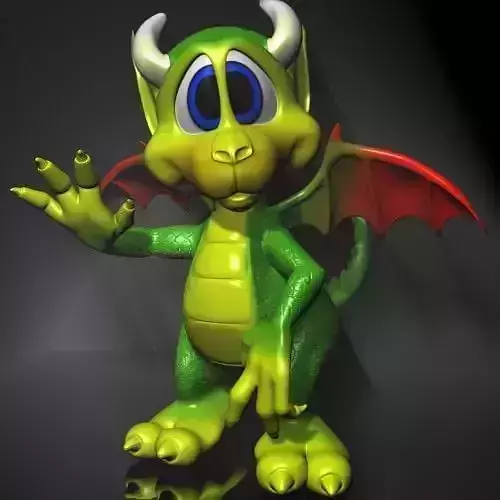 Cute Cartoon Dragon RIGGED Low-poly 3D model