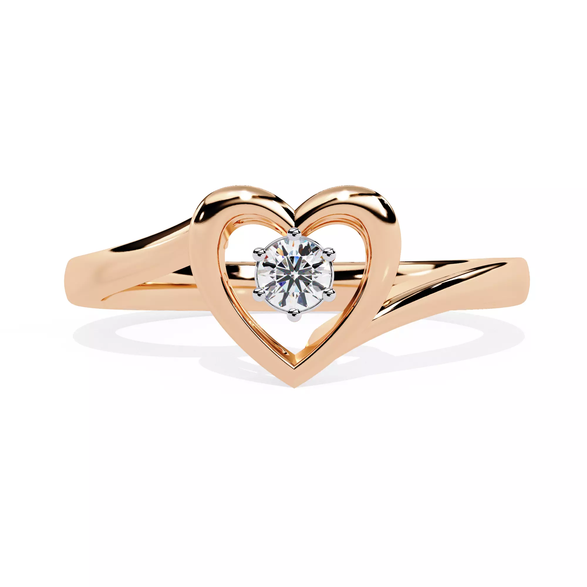 Heart Shape Round Cut Moissanite Engagement Ring 3D print model
