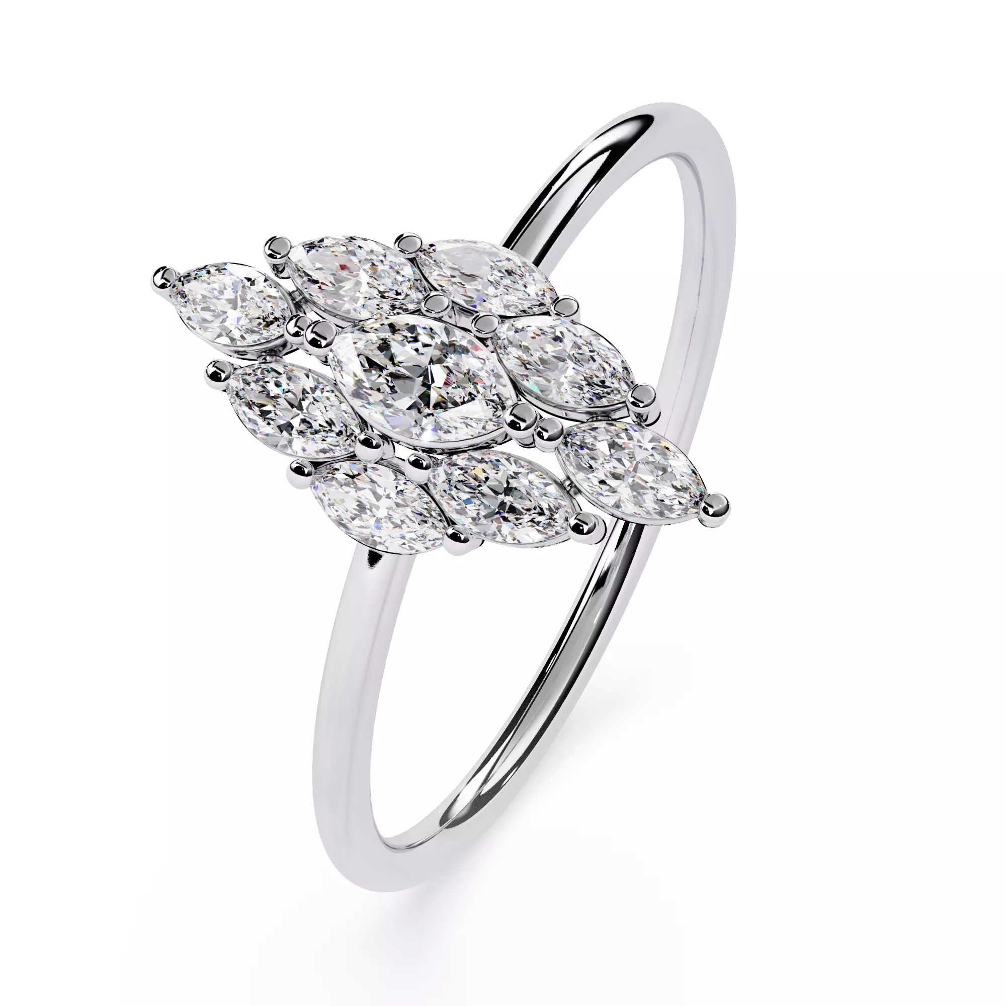 Halo Marquise Cut Moissantie Engagement Ring For Her 3D print model