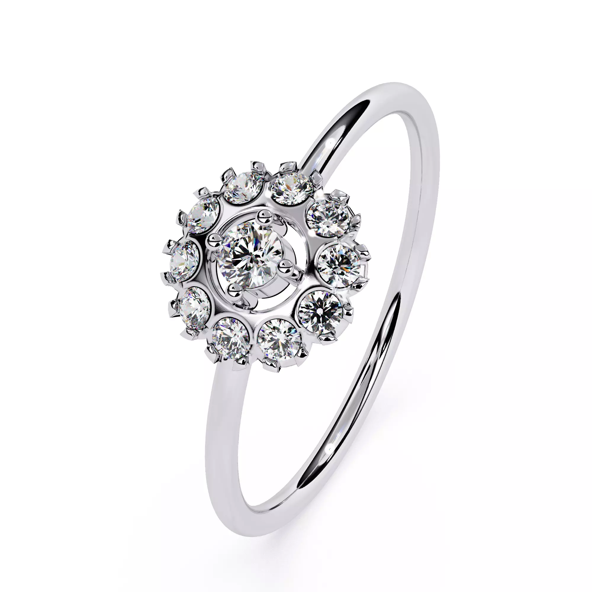 Halo Round Cut Moissanite Engagement Ring For Her 3D print model