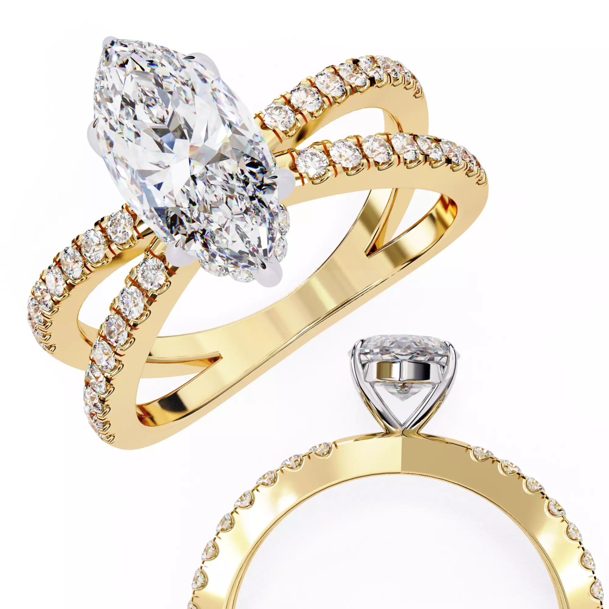 Round Brilliant Diamond Ring 3D Model 3D print model