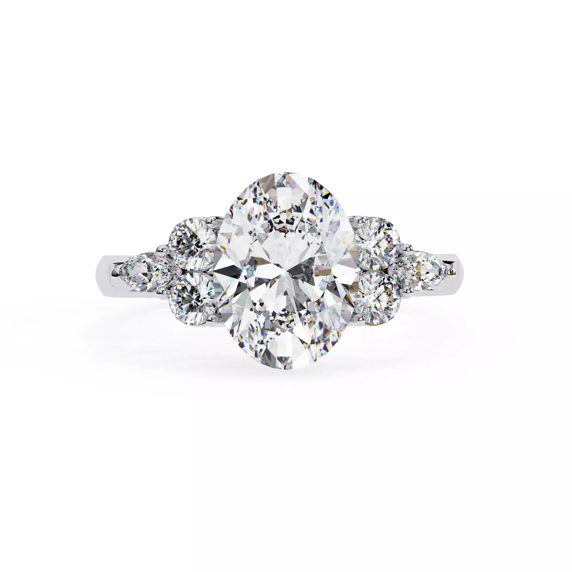 Oval Cut Diamond Engagement Ring 3D Model 3D print model
