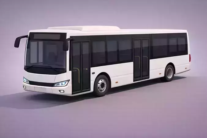 Low Poly Modern Shuttle Bus Vehicle PBR Texture
