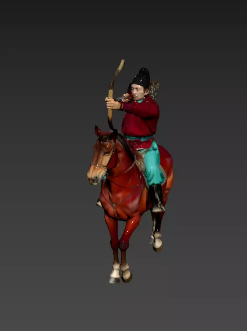 76 Tang guards ride horses and shoot arrows 3D model