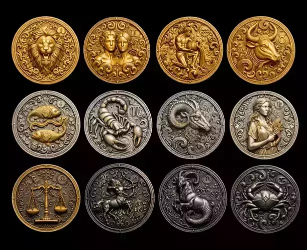All Zodiac Sign Bas Relief Design 3D model 3D printable | CGTrader