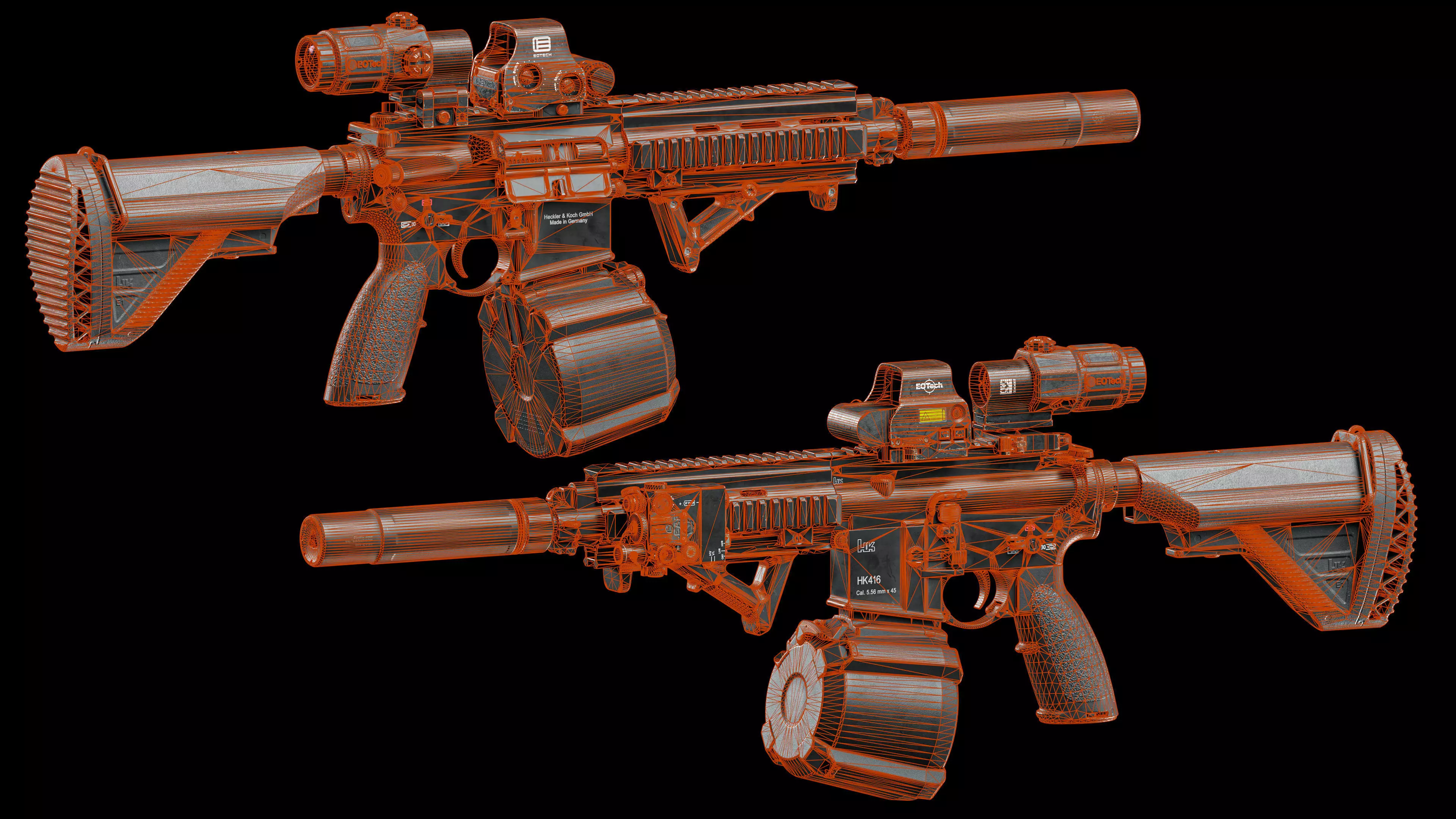 3D Model Pack AR 15 Modular Tactical Assault Rifle HK416 VR / AR
