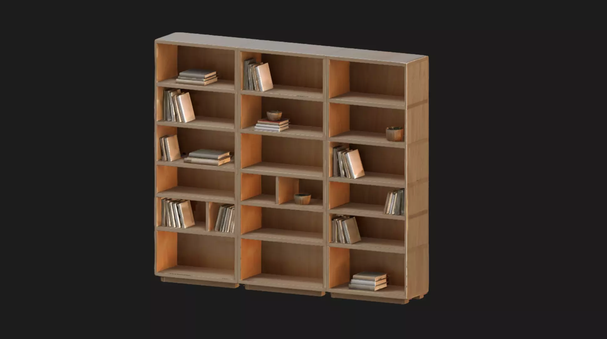 Modern Wooden Bookshelf 3D model