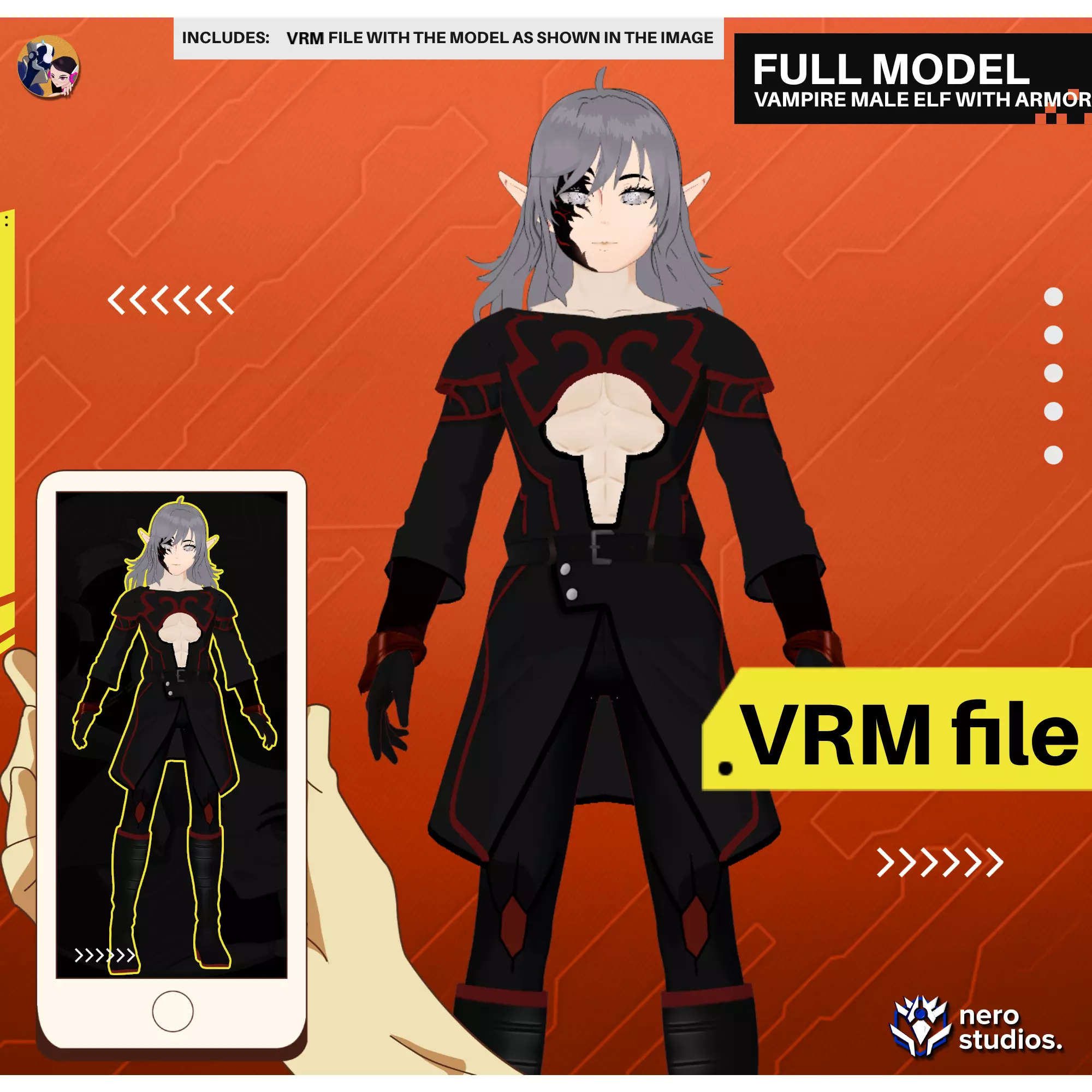 VRM VAMPIRE MALE ELF ARMOR CASTLEVANIA MUSCLE HOT WARRIOR 3D model