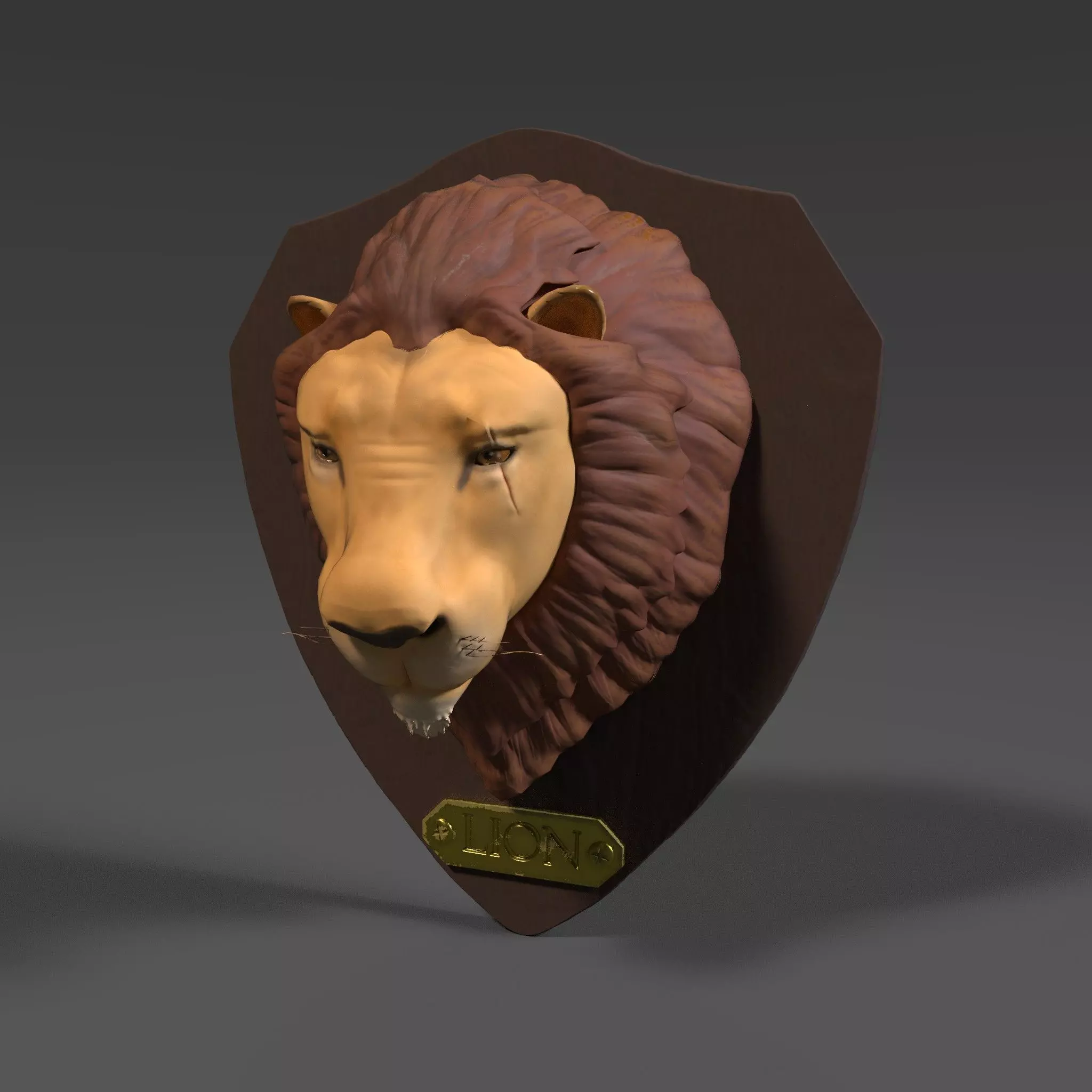 Lion Head Wall Decor Game Ready Free low-poly 3D model