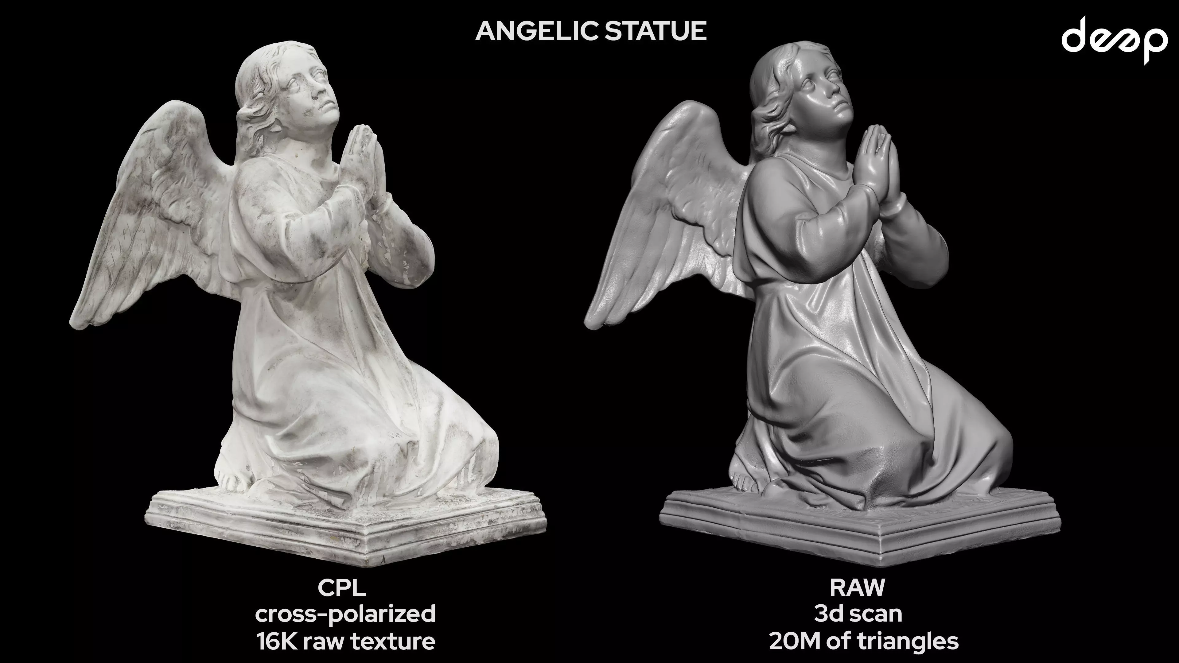 Praying Angel Marble Statue Photogrammetry 3D Scan 41 3D model
