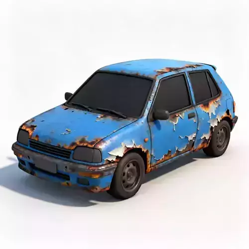 Burnt Blue Hatchback 3D Model