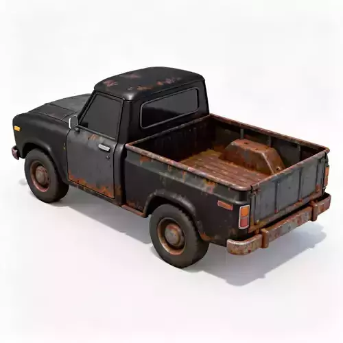 Rusted Black Pickup Truck 3D Model