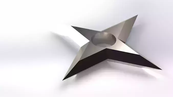 Low Poly Shuriken Ninja Throwing Star  Game Ready