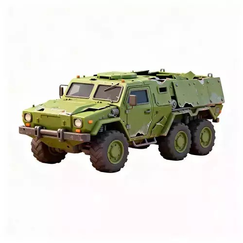 Wrecked Forest Green APC 3D Model
