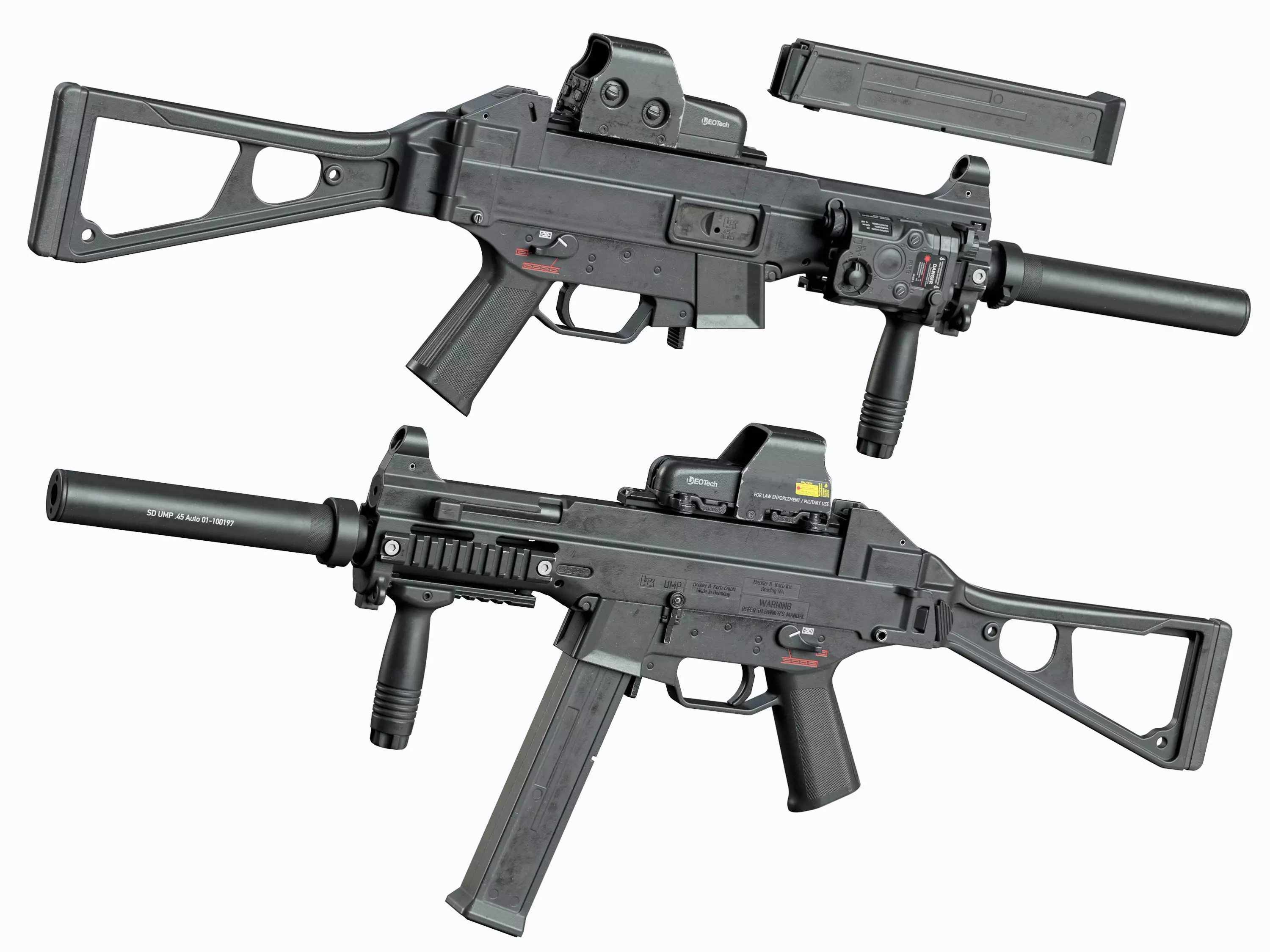 HK UMP 45 Tactical Low-poly 3D model