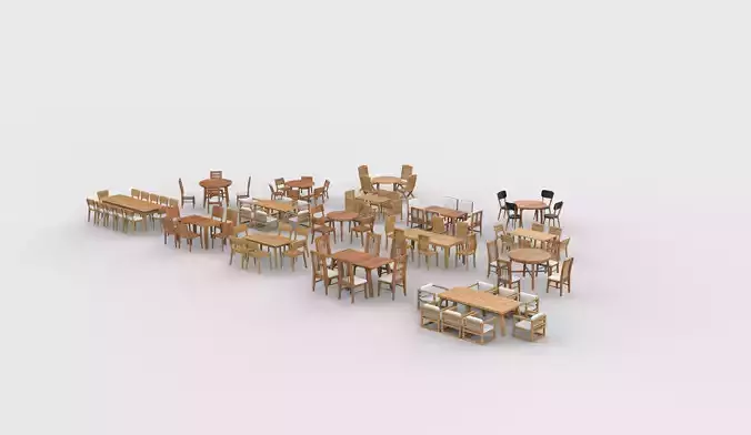 Dining Table set all 3D model 4