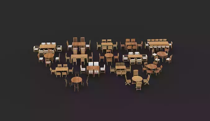 Dining Table set all 3D model 7