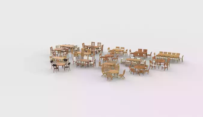 Dining Table set all 3D model 5