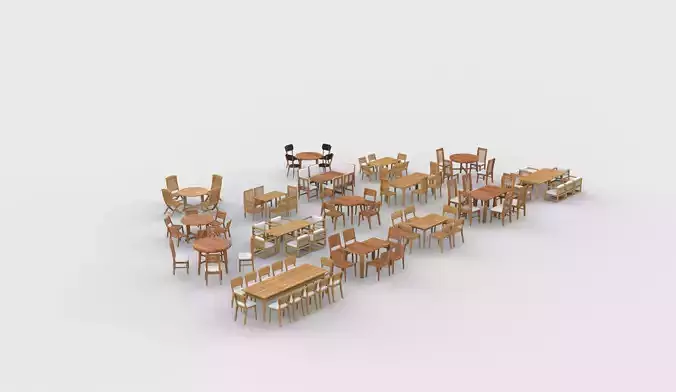 Dining Table set all 3D model 2