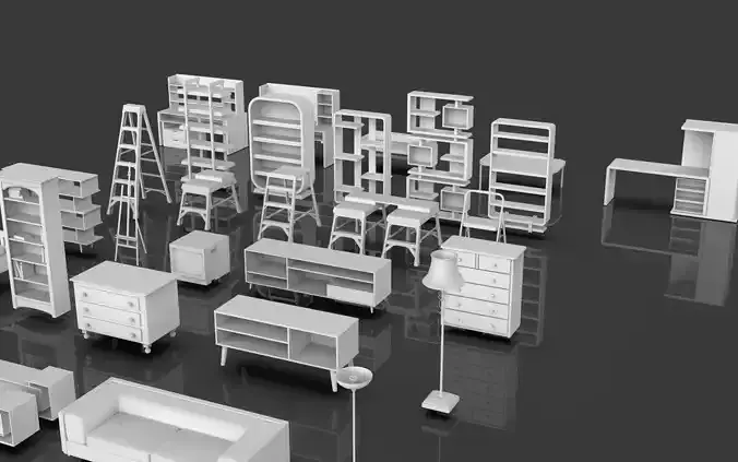 Low Poly Furniture Pack - 5 - 30 Props  Low-poly 3D model 5