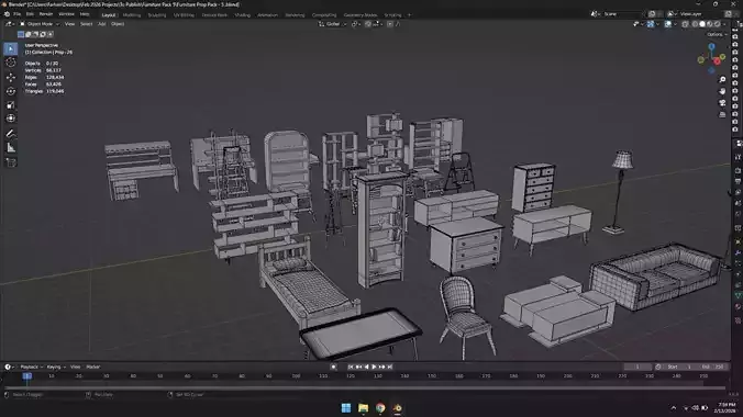 Low Poly Furniture Pack - 5 - 30 Props  Low-poly 3D model 7