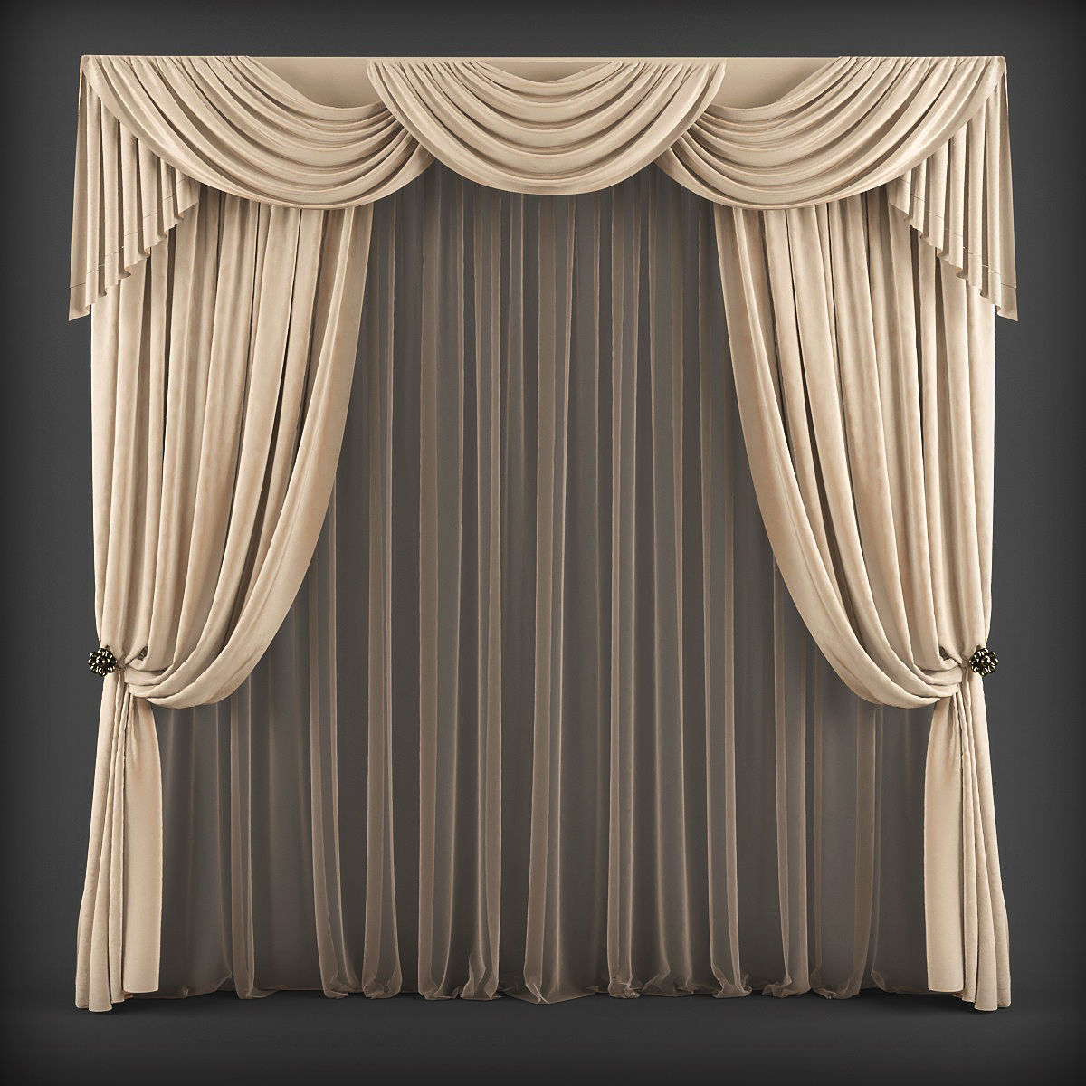 Collection 3D models of 30 curtains-1 Low-poly 3D model_11