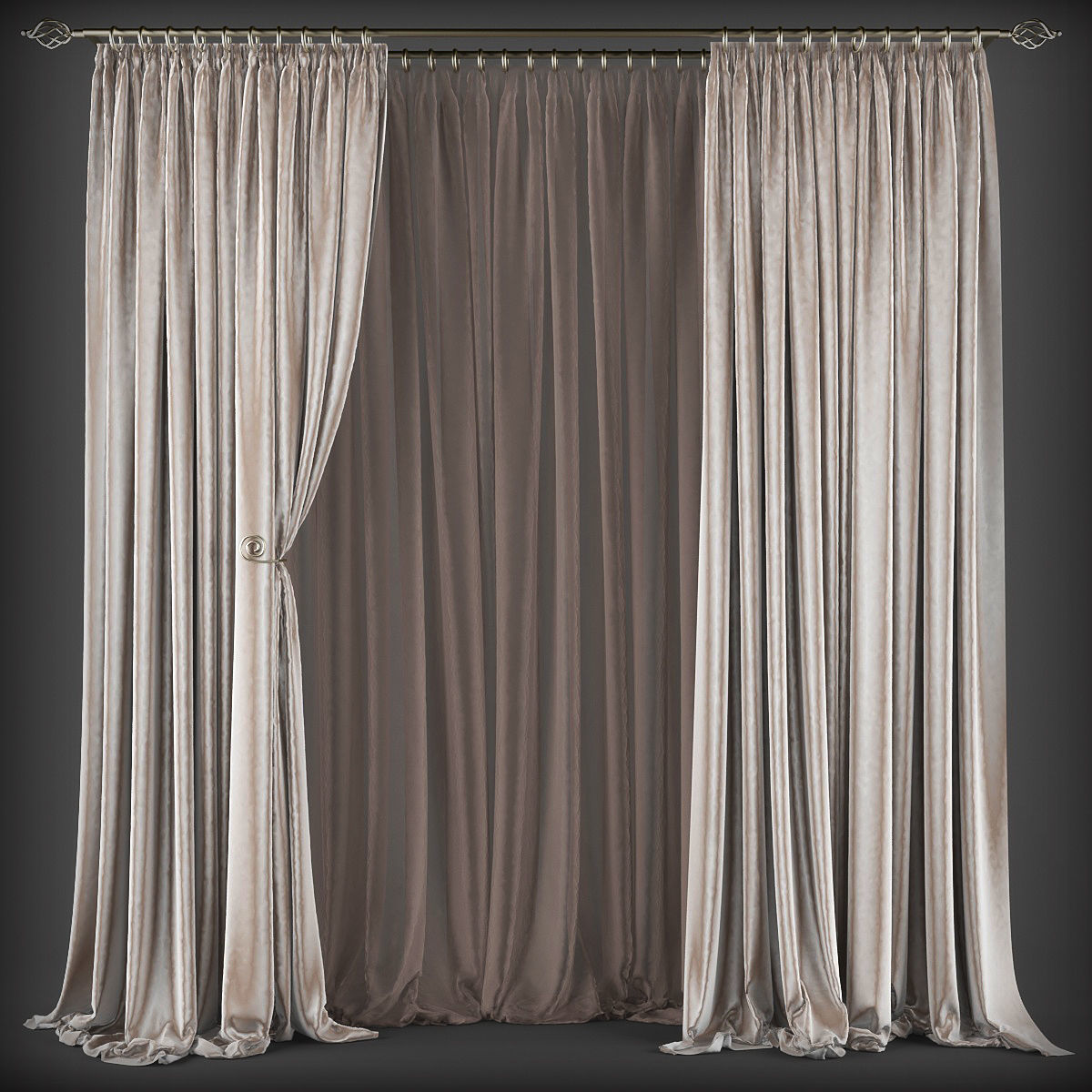 Collection 3D models of 30 curtains-1 Low-poly 3D model_7