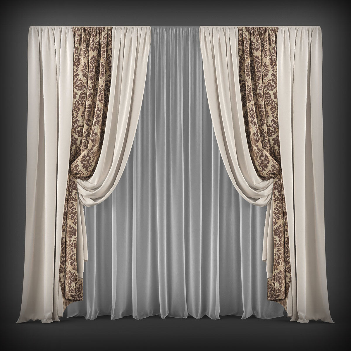 Collection 3D models of 30 curtains-1 Low-poly 3D model_20