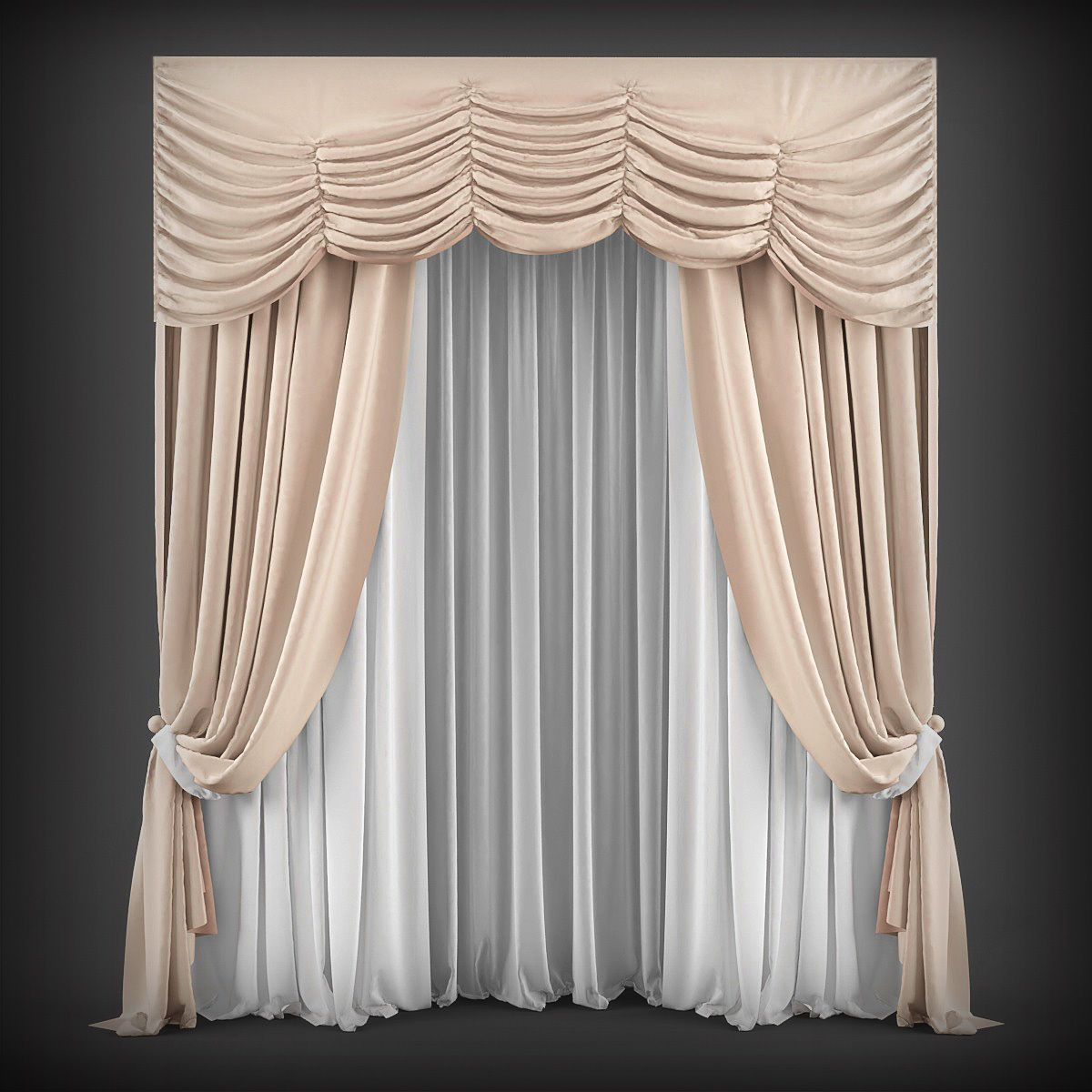 Collection 3D models of 30 curtains-1 Low-poly 3D model_21