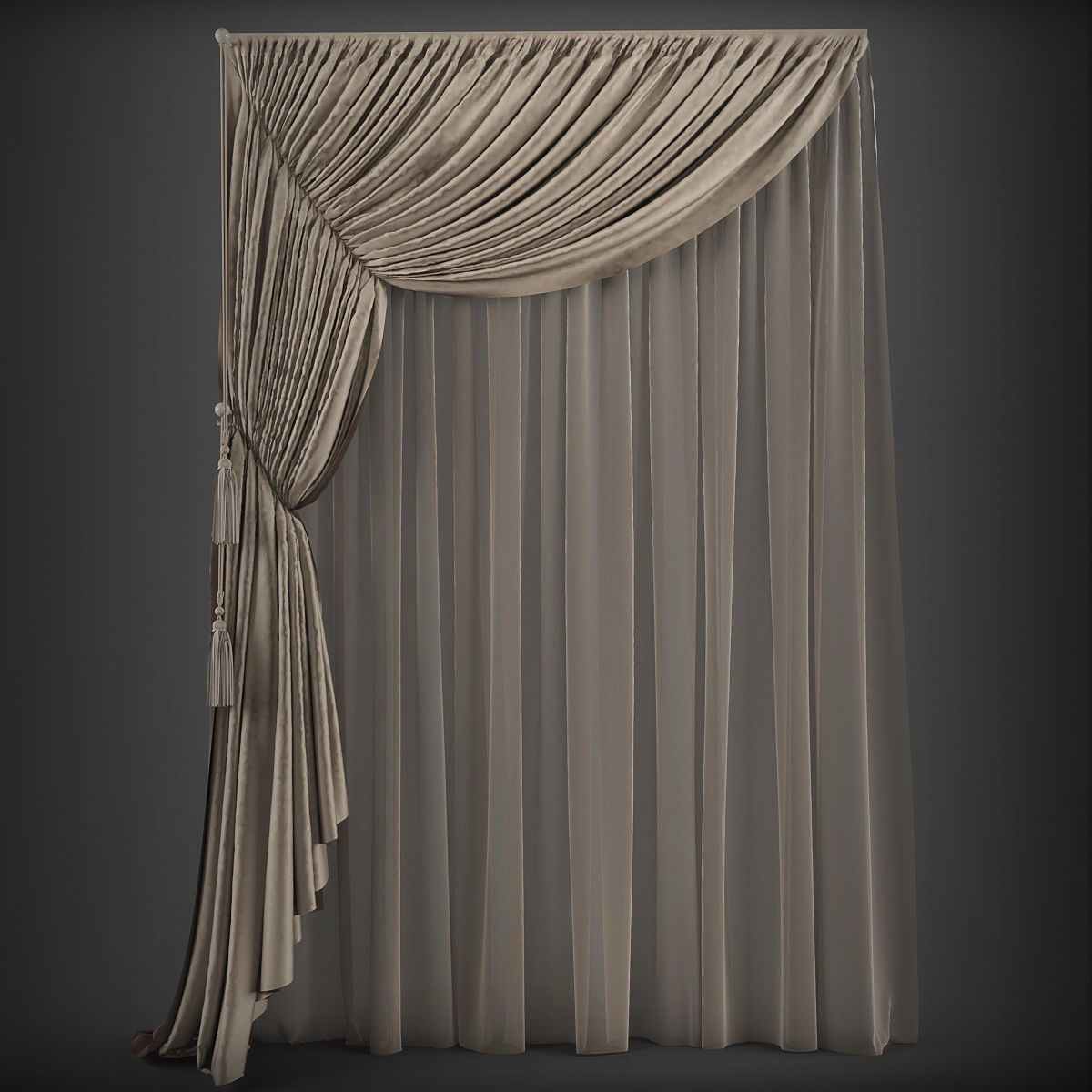 Collection 3D models of 30 curtains-1 Low-poly 3D model_18