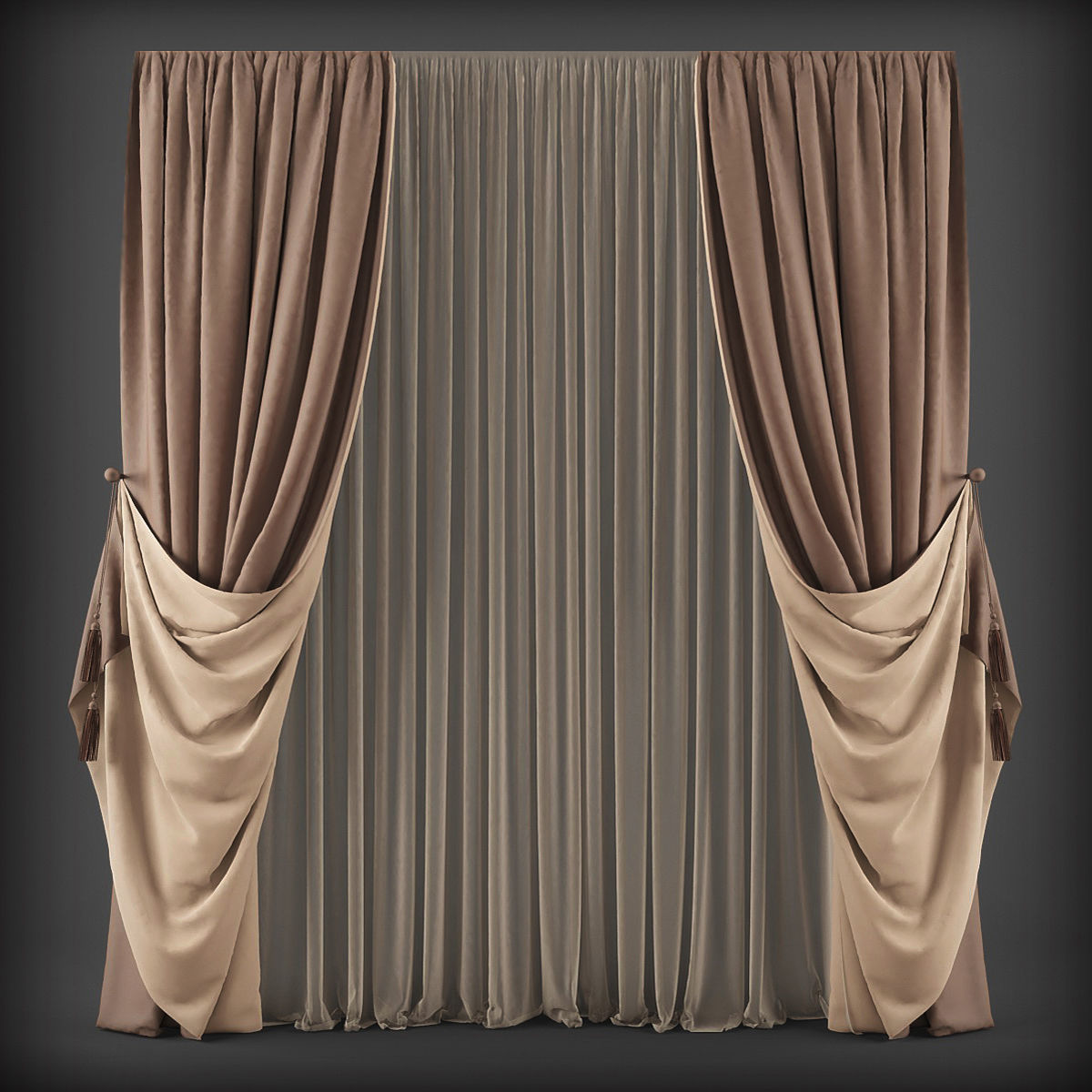 Collection 3D models of 30 curtains-1 Low-poly 3D model_14