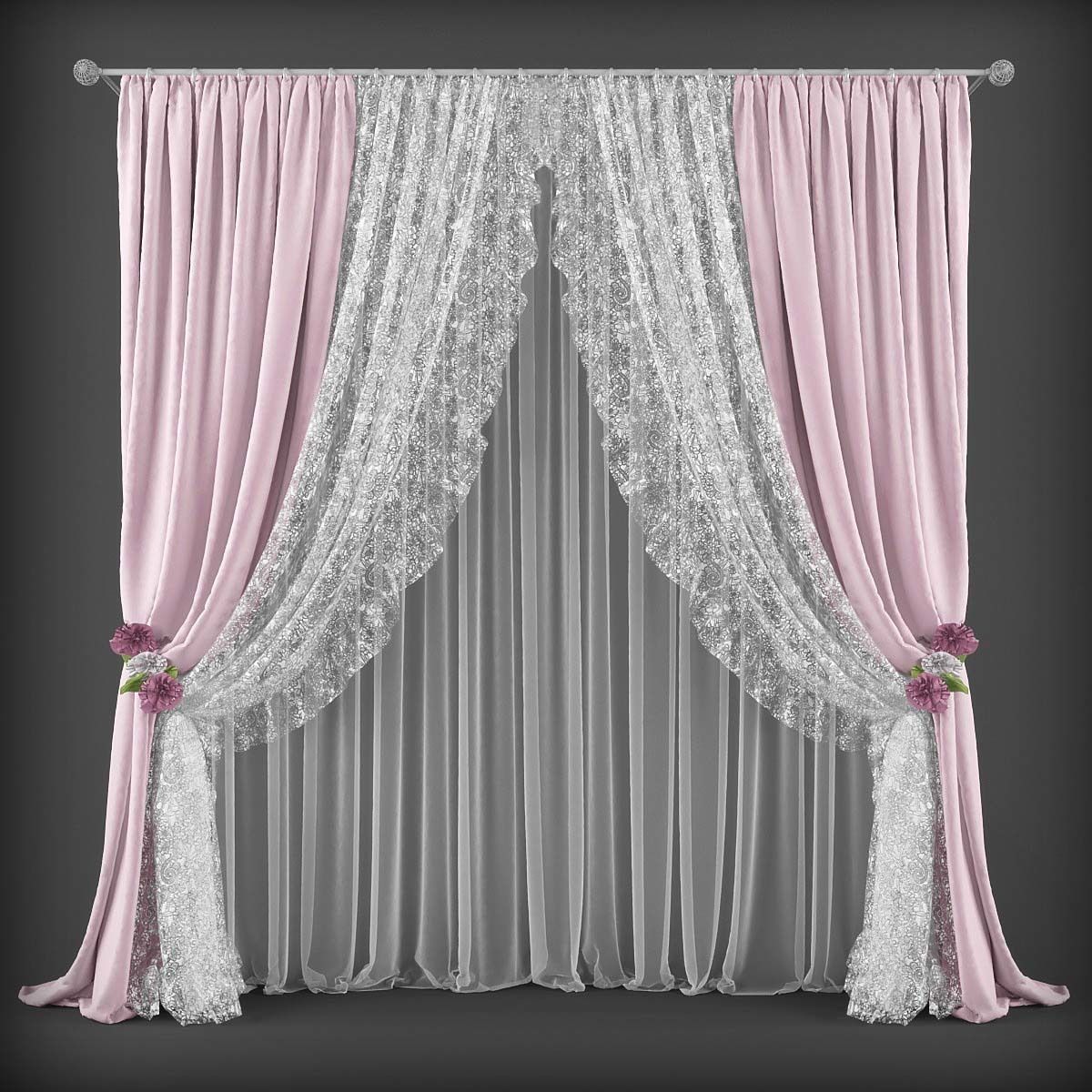 Collection 3D models of 30 curtains-1 Low-poly 3D model_13