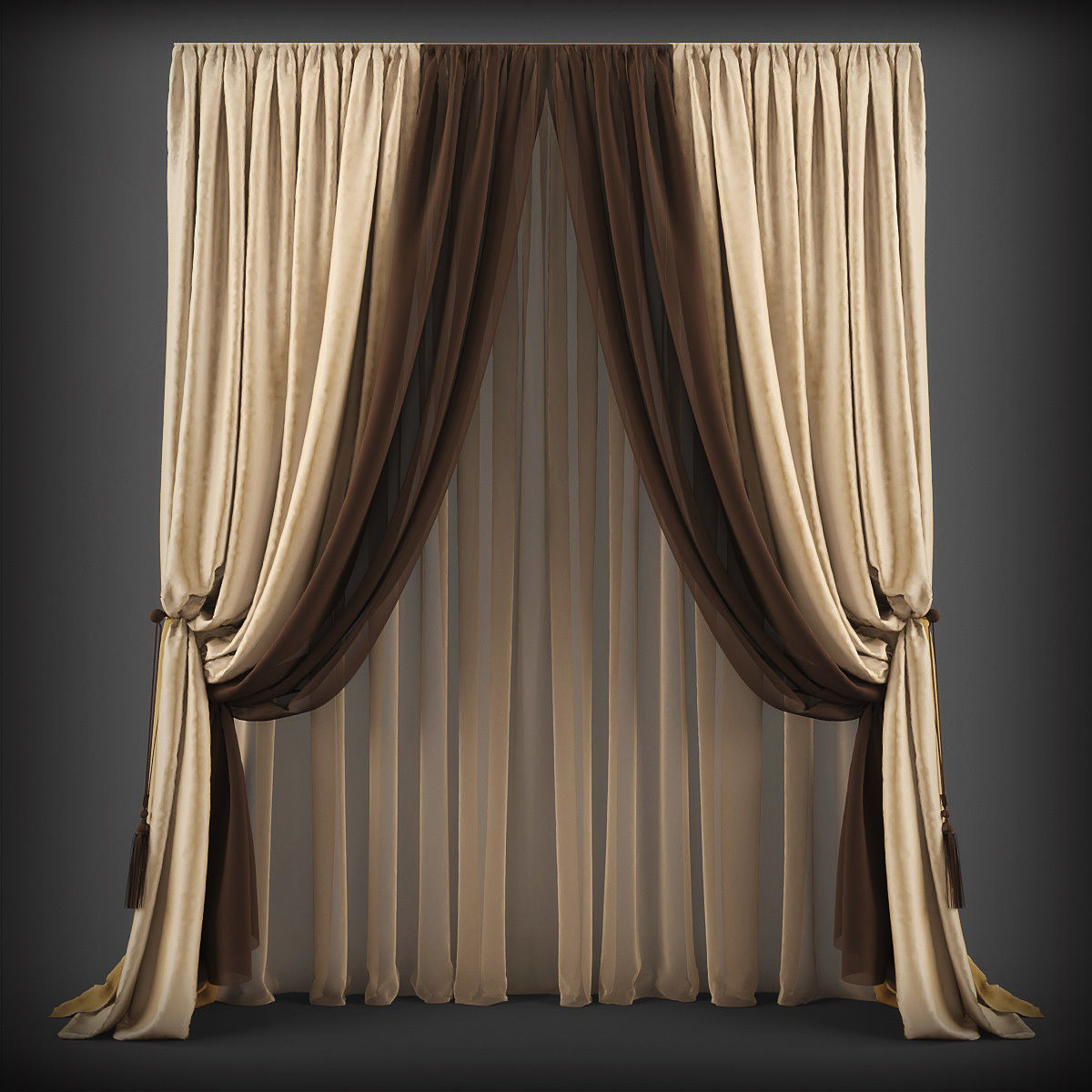 Collection 3D models of 30 curtains-1 Low-poly 3D model_17
