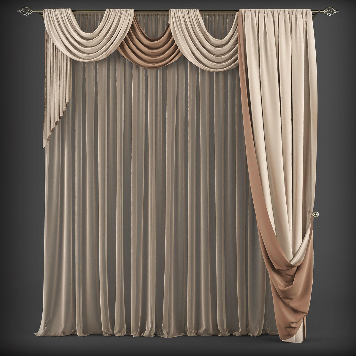 Collection 3D models of 30 curtains-1 Low-poly 3D model_3
