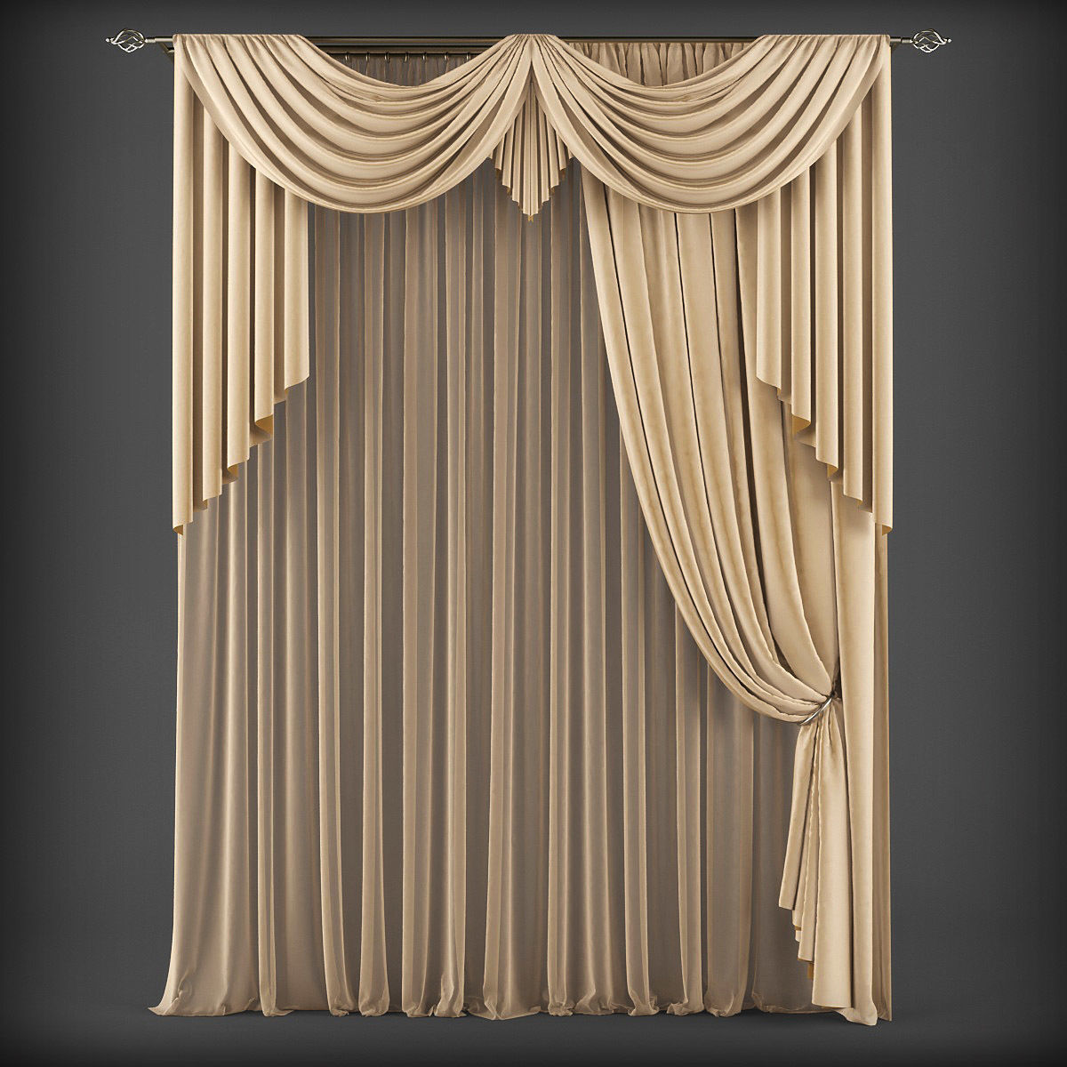 Collection 3D models of 30 curtains-1 Low-poly 3D model_28