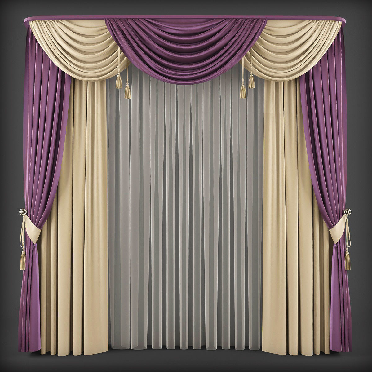 Collection 3D models of 30 curtains-1 Low-poly 3D model_5