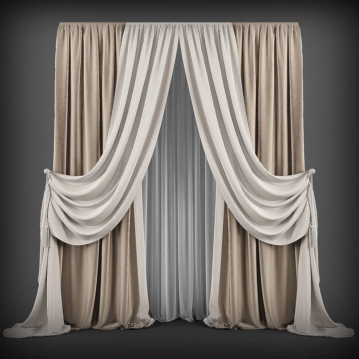 Collection 3D models of 30 curtains-1 Low-poly 3D model_19