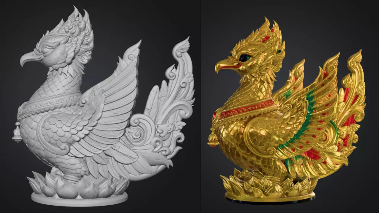 Mythical bird Myanmar Karaweik - Cartoonish version 3D print model