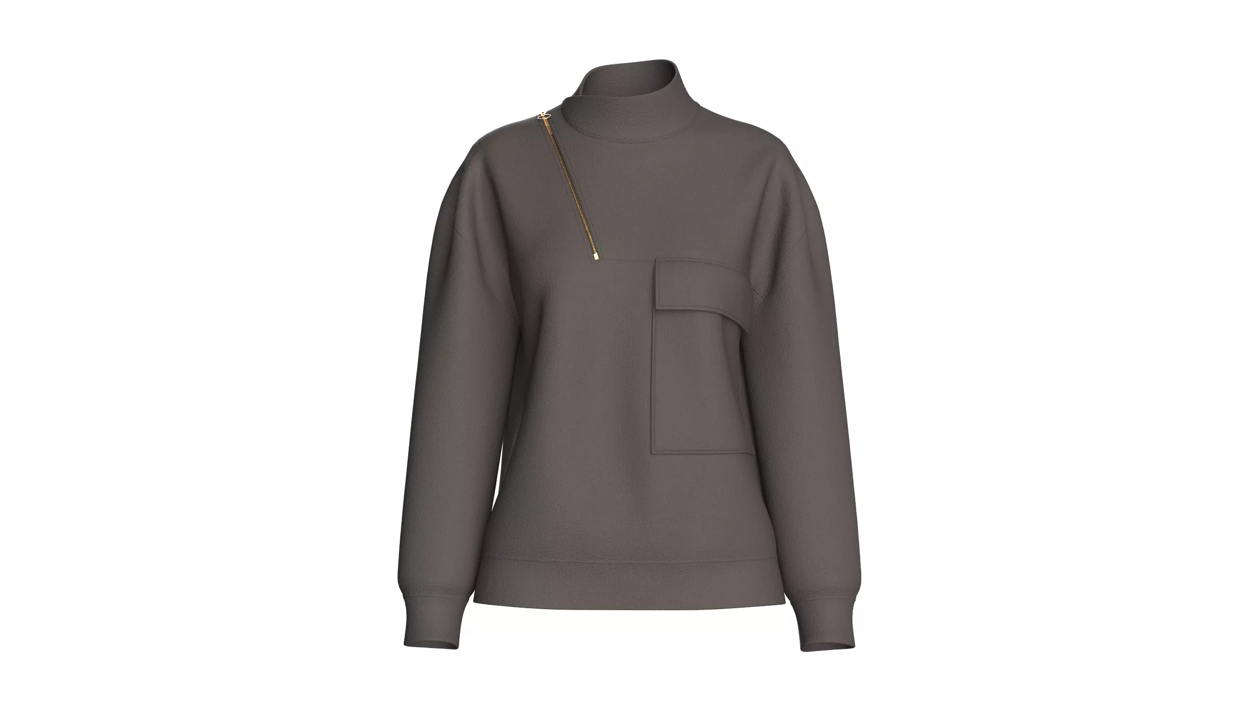 Girls Asymmetric Zip Mock Neck Pullover 3D model